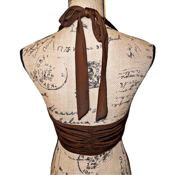 Brown Ruched Sexy Vest Corset Halter Top - Picture 4 of 10